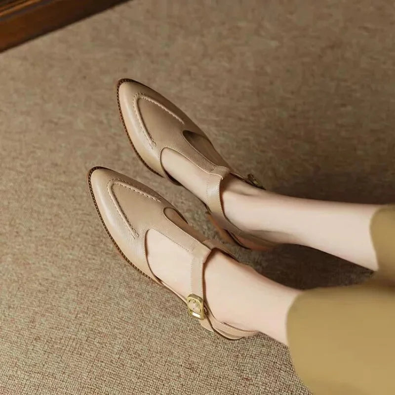 Aurenza - Zapatos de mujer con hebilla y tacón bajo elegantes
