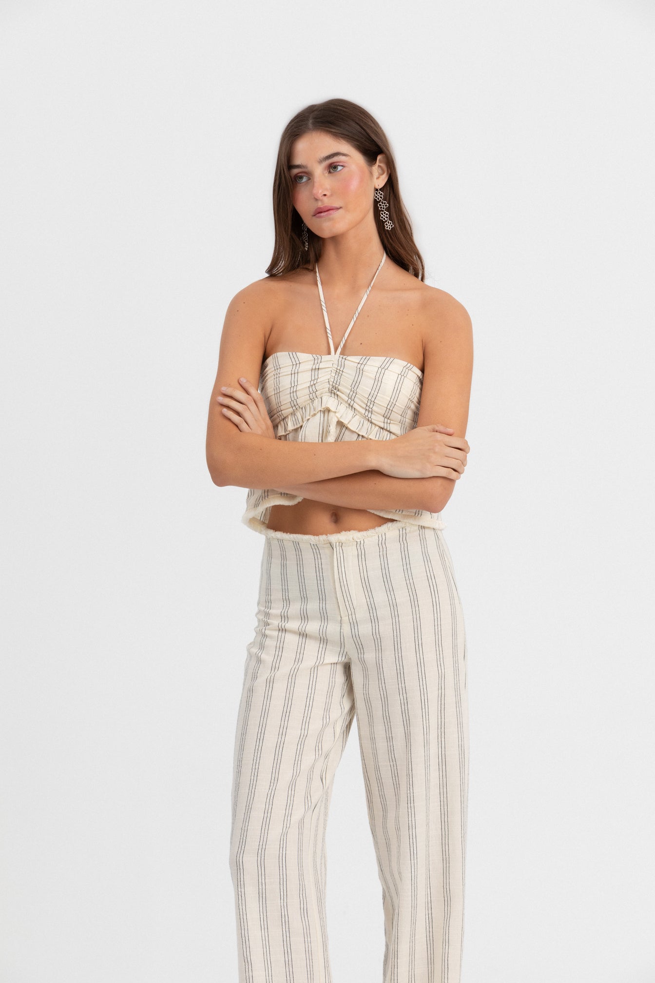 TOP DESFLECADO RAYAS LUREX