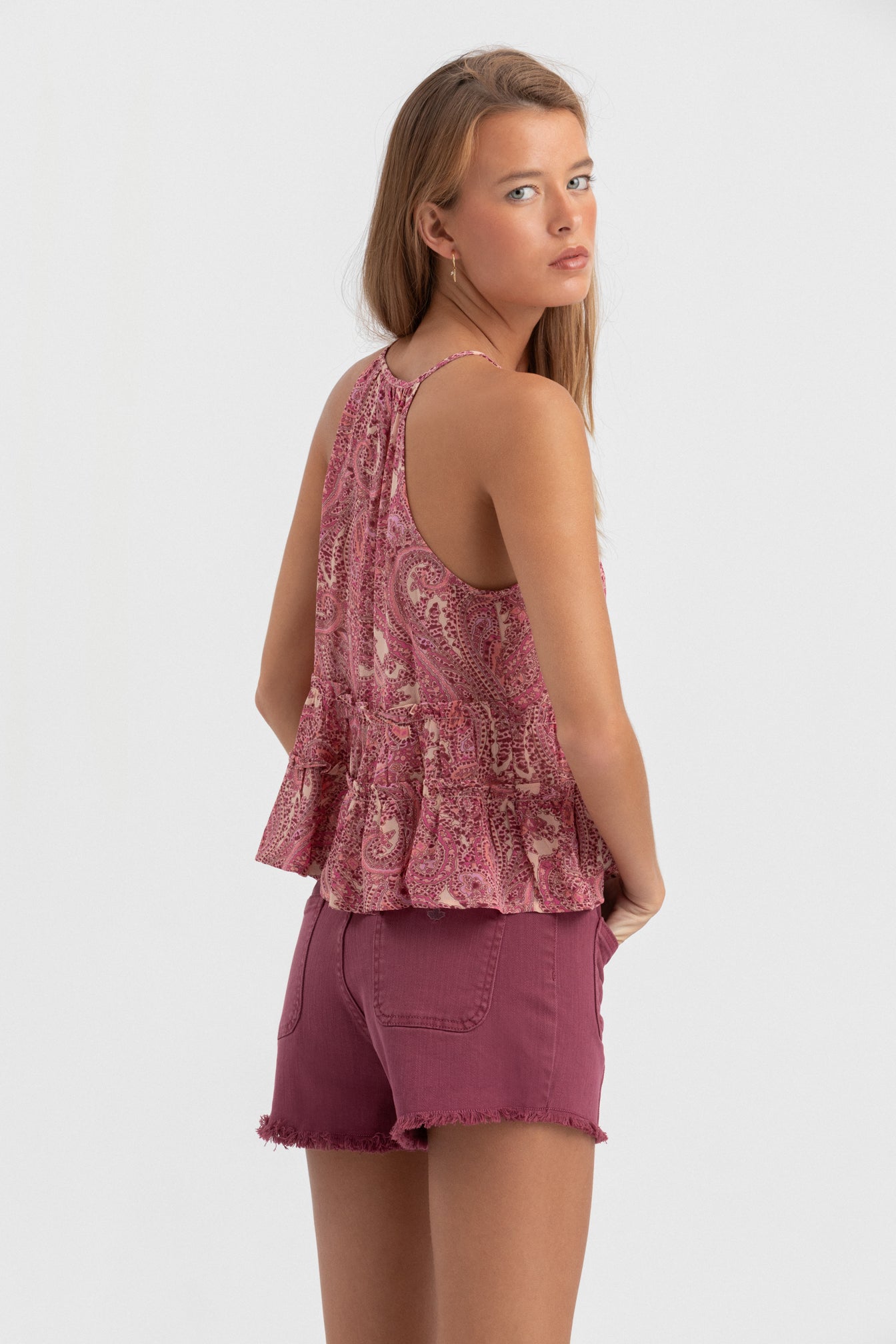 TOP HALTER ESTAMPADO VOLANTES