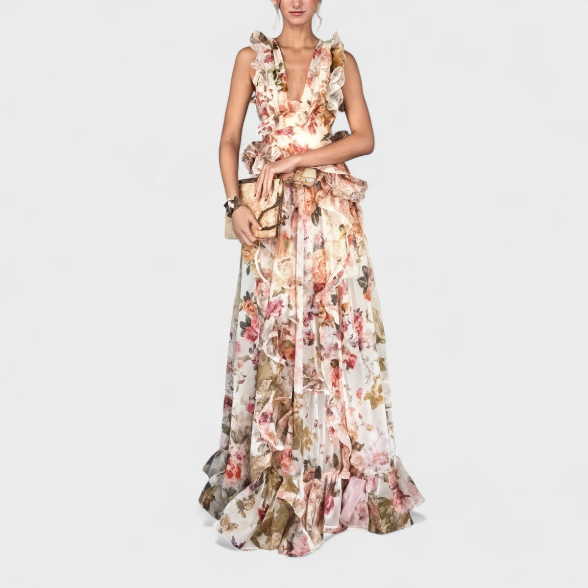 Isabela - Vestido largo con volantes