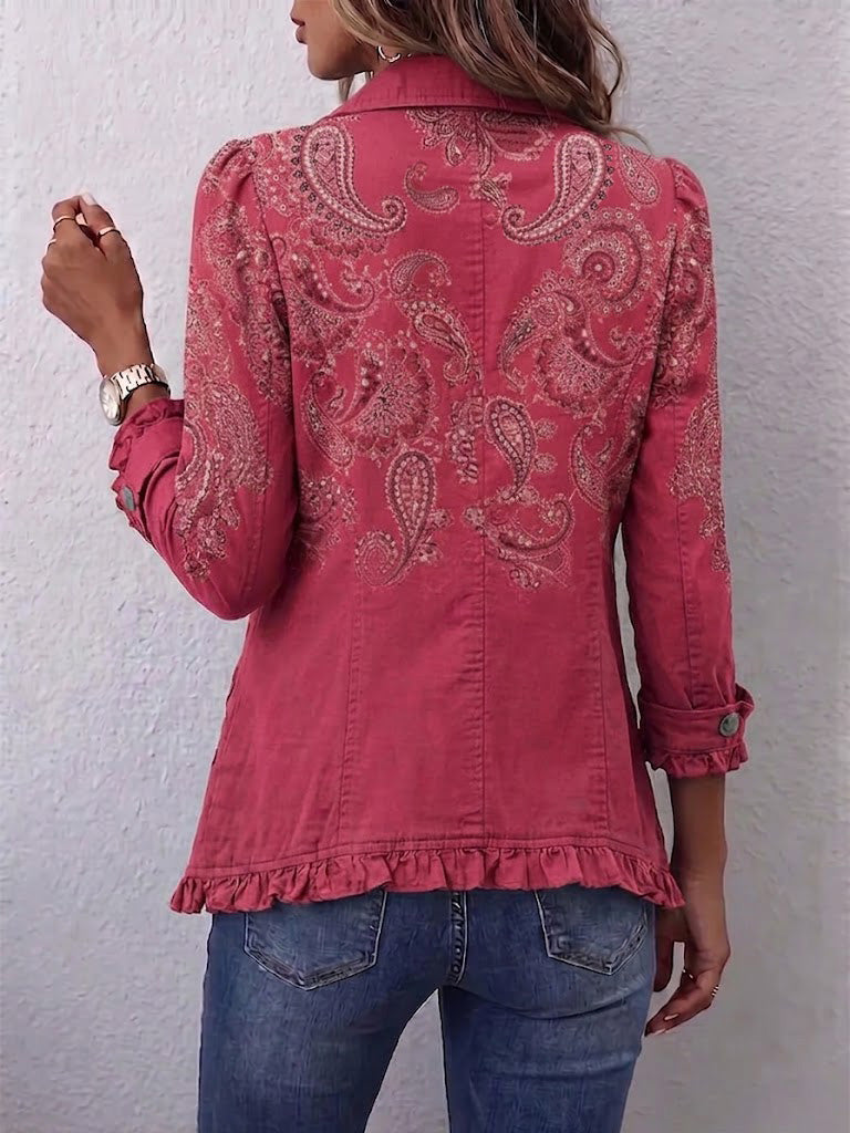 Camila | Chaqueta Rizada con Estampado Vintage de Paisley