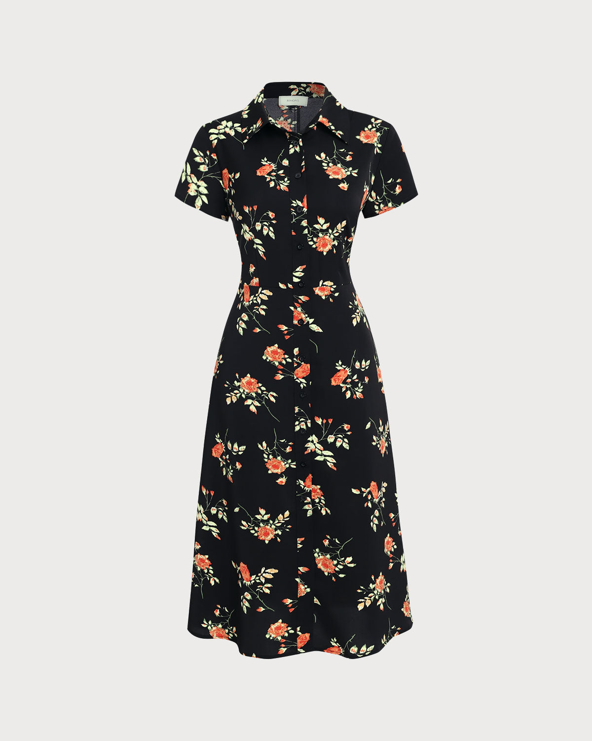 Gloria - Vestido Midi Negro Floral
