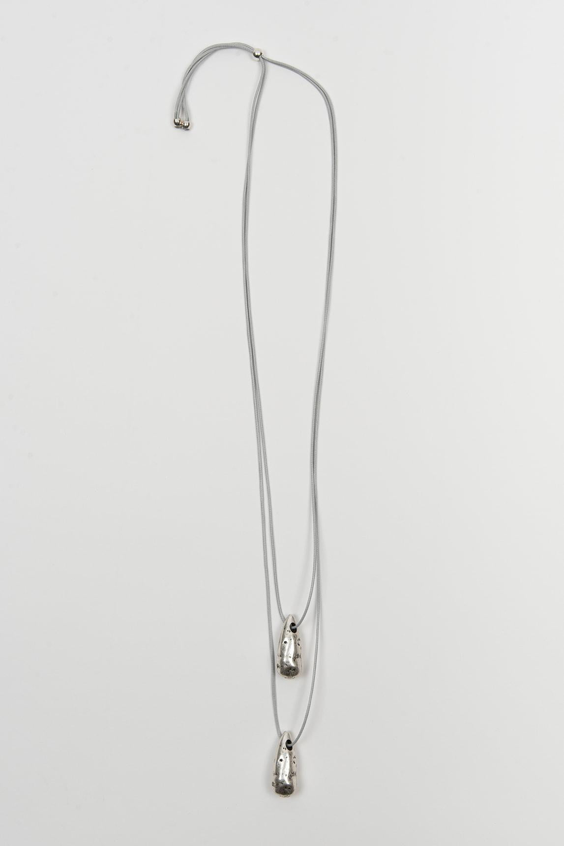 Collar Luneria Plata cordón gris