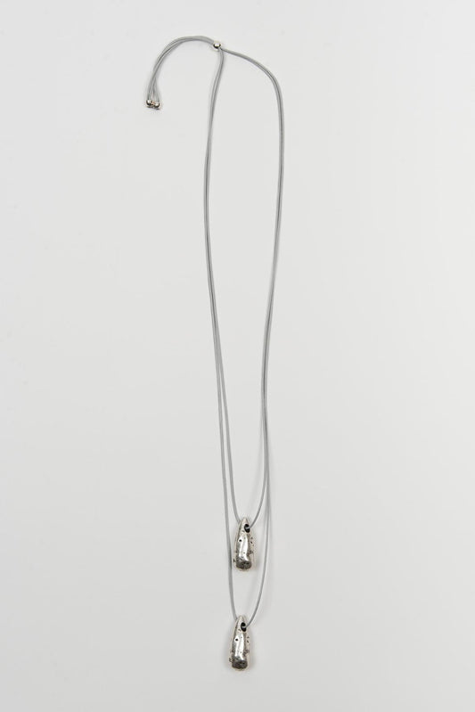 Collar Luneria Plata cordón gris