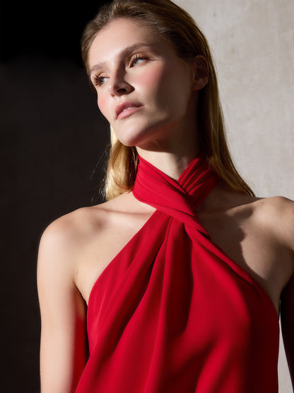Vestido CaprileXSilbon halter rojo