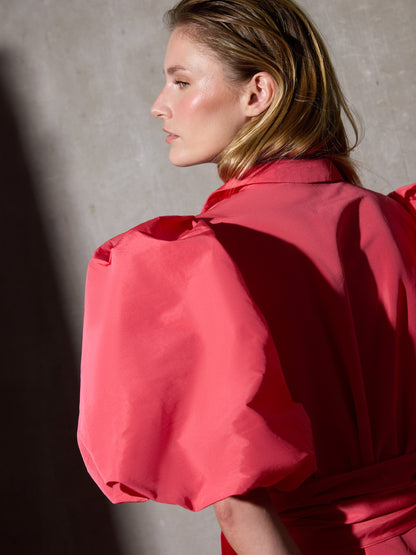 Vestido CaprileXSilbon camisero tafeta rojo