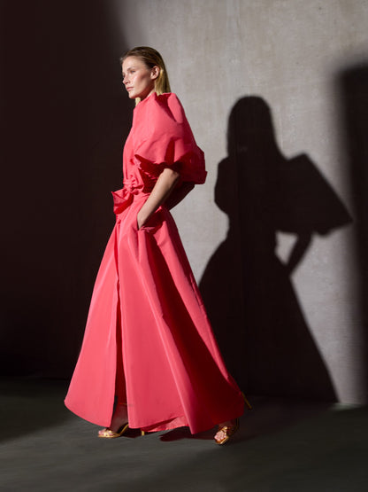 Vestido CaprileXSilbon camisero tafeta rojo