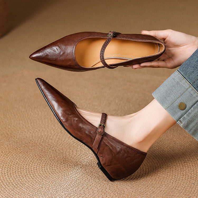 Joria - Zapatos Mary Jane para mujer con punta afilada