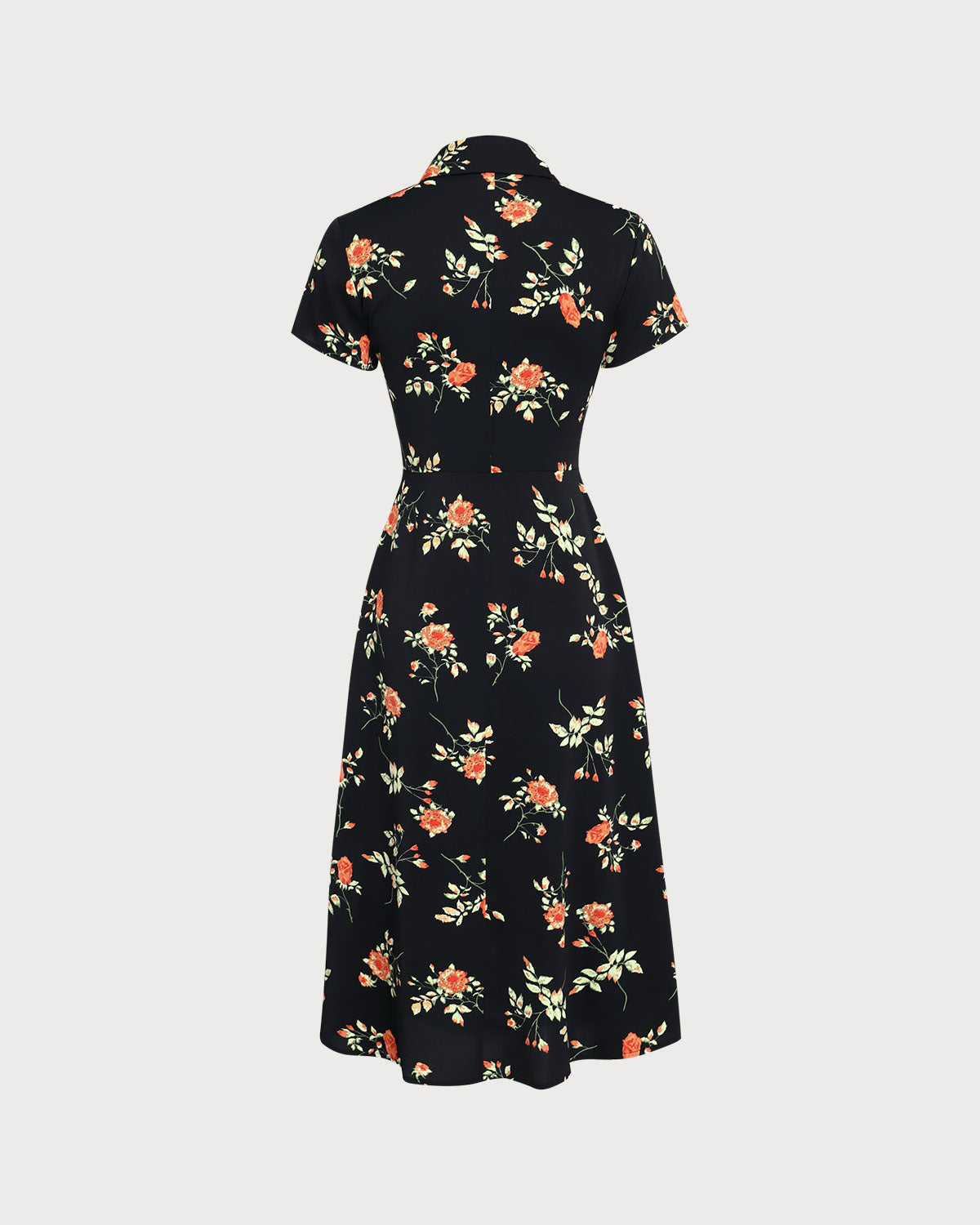 Gloria - Vestido Midi Negro Floral