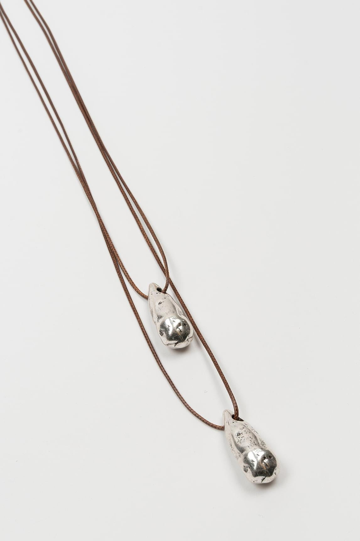 Collar Luneria Plata cordón marrón