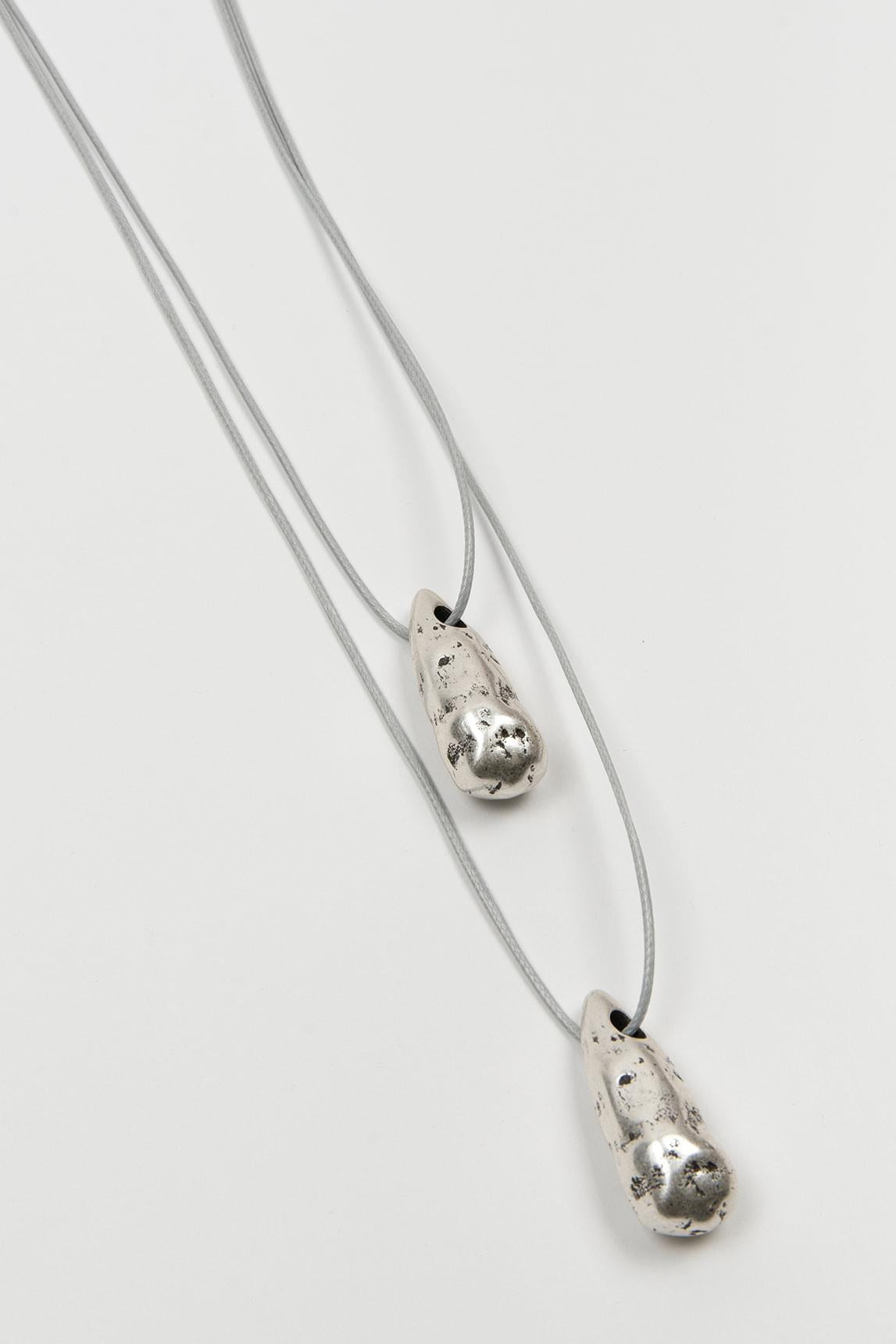 Collar Luneria Plata cordón gris