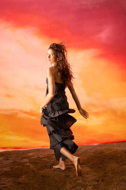 FALDA MIDI VOLANTES TACHAS