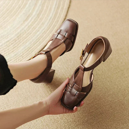 Belliora - Sandalias para mujer con tira en T y punta cuadrada