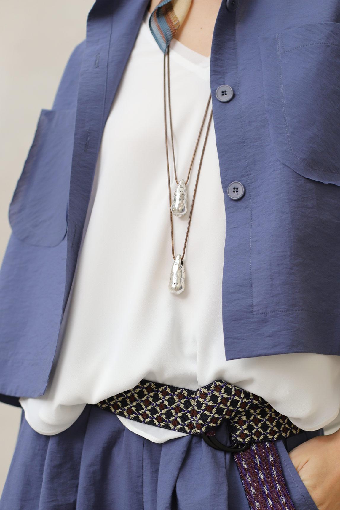 Collar Luneria Plata cordón marrón