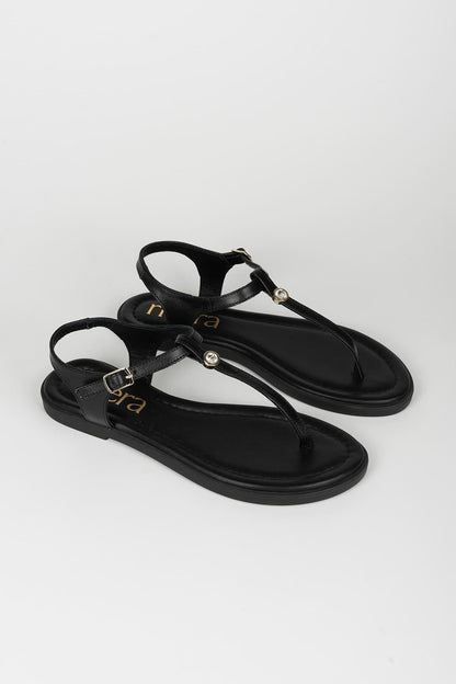 Sandalia Thalira piel negra