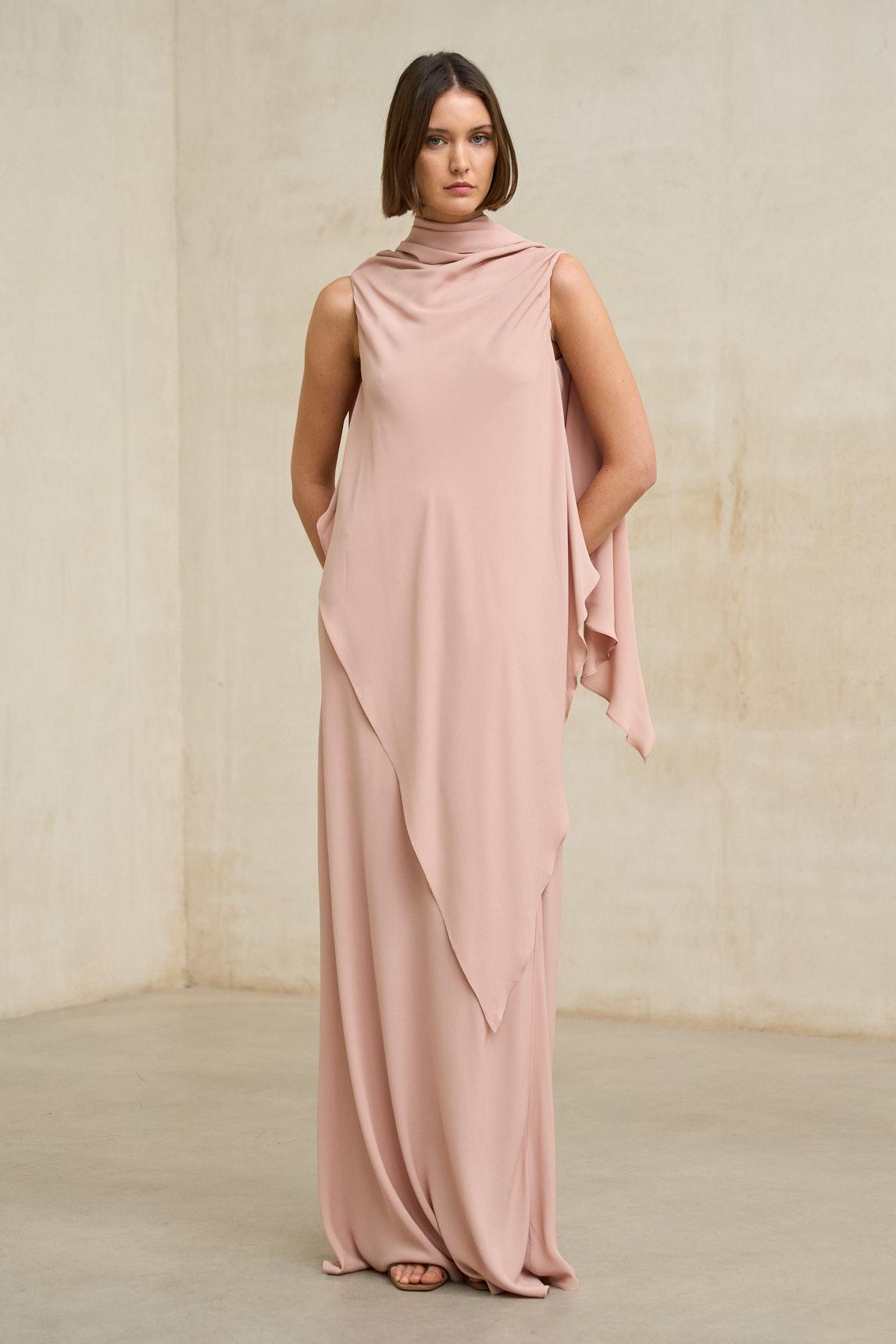 Vestido Kaedryn rosa empolvado