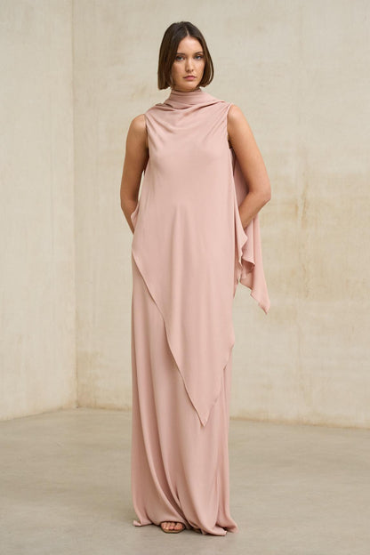 Vestido Kaedryn rosa empolvado