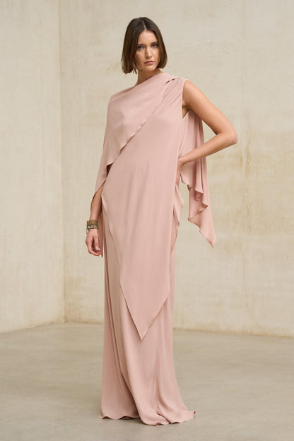Vestido Kaedryn rosa empolvado