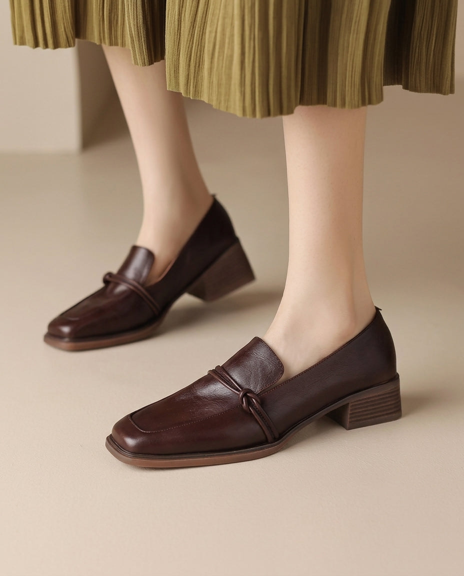 Audrey - Mocasines de mujer con tacón bloque y comodidad