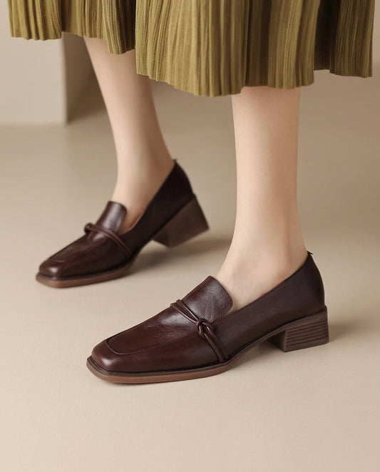 Audrey - Mocasines de mujer con tacón bloque y comodidad