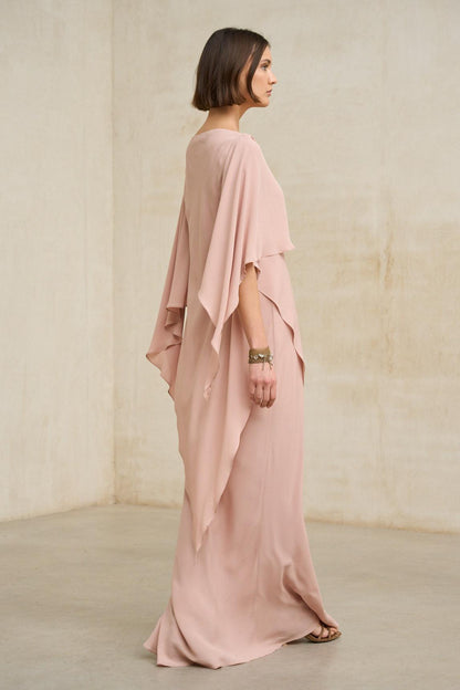 Vestido Kaedryn rosa empolvado