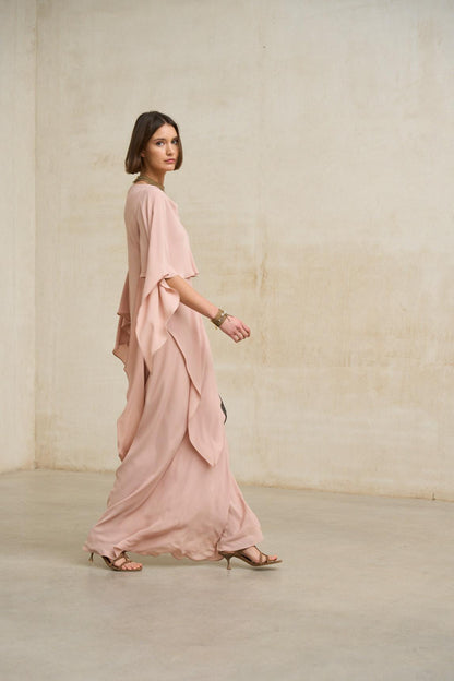 Vestido Kaedryn rosa empolvado