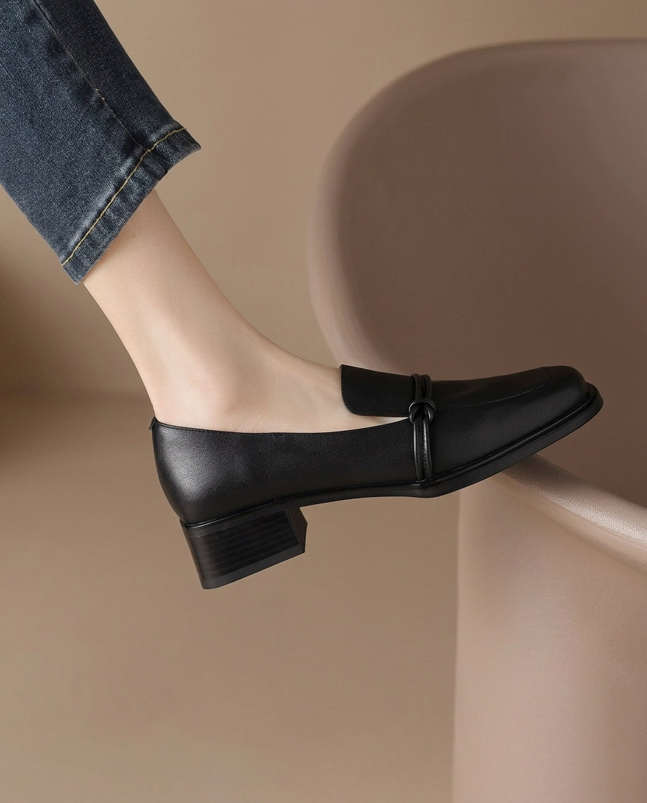 Audrey - Mocasines de mujer con tacón bloque y comodidad