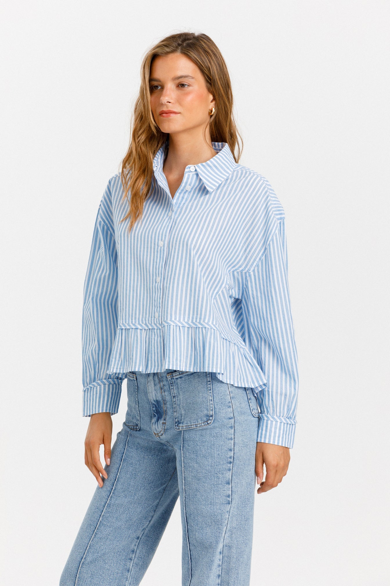 CAMISA VOLANTE RAYAS