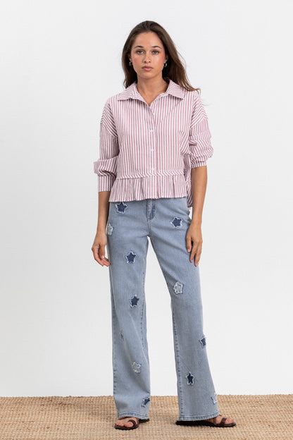 CAMISA VOLANTE RAYAS