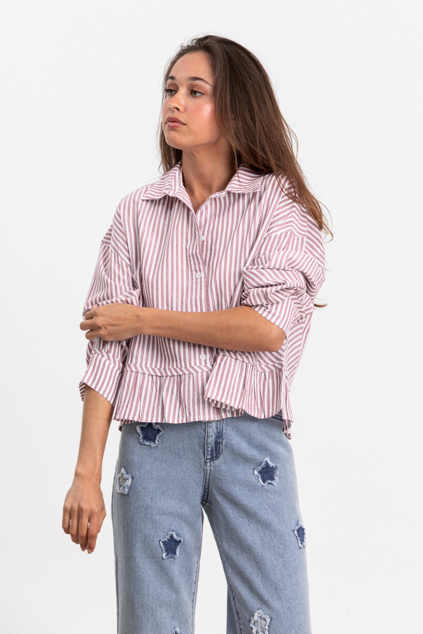 CAMISA VOLANTE RAYAS