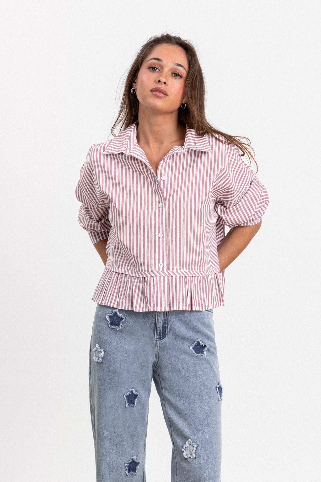 CAMISA VOLANTE RAYAS