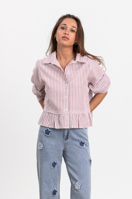 CAMISA VOLANTE RAYAS