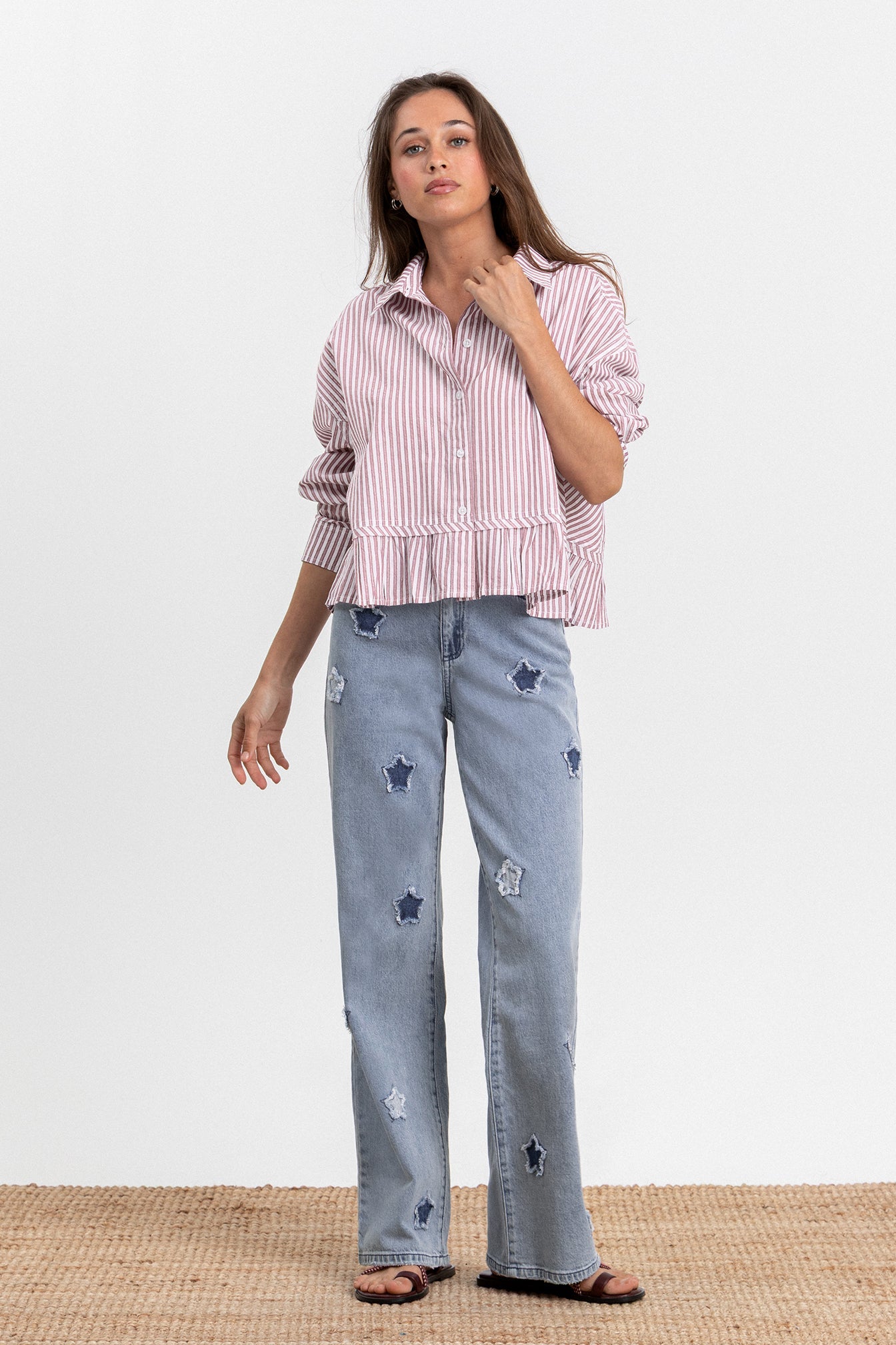 CAMISA VOLANTE RAYAS