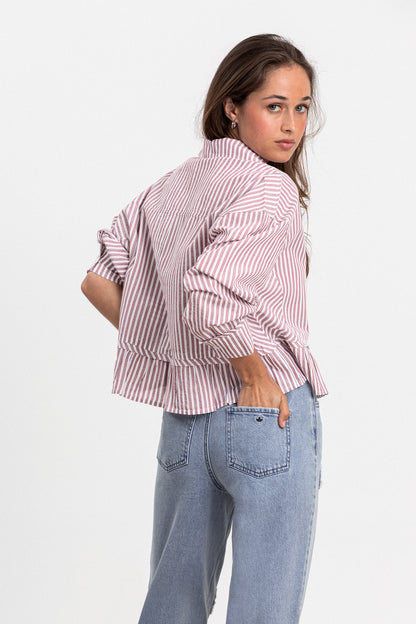 CAMISA VOLANTE RAYAS