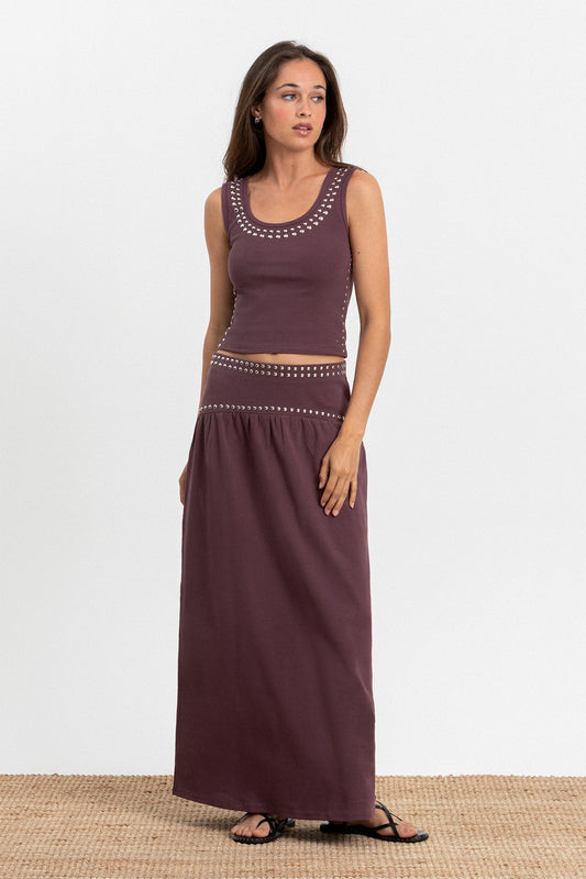 FALDA MIDI ALGODON TACHAS