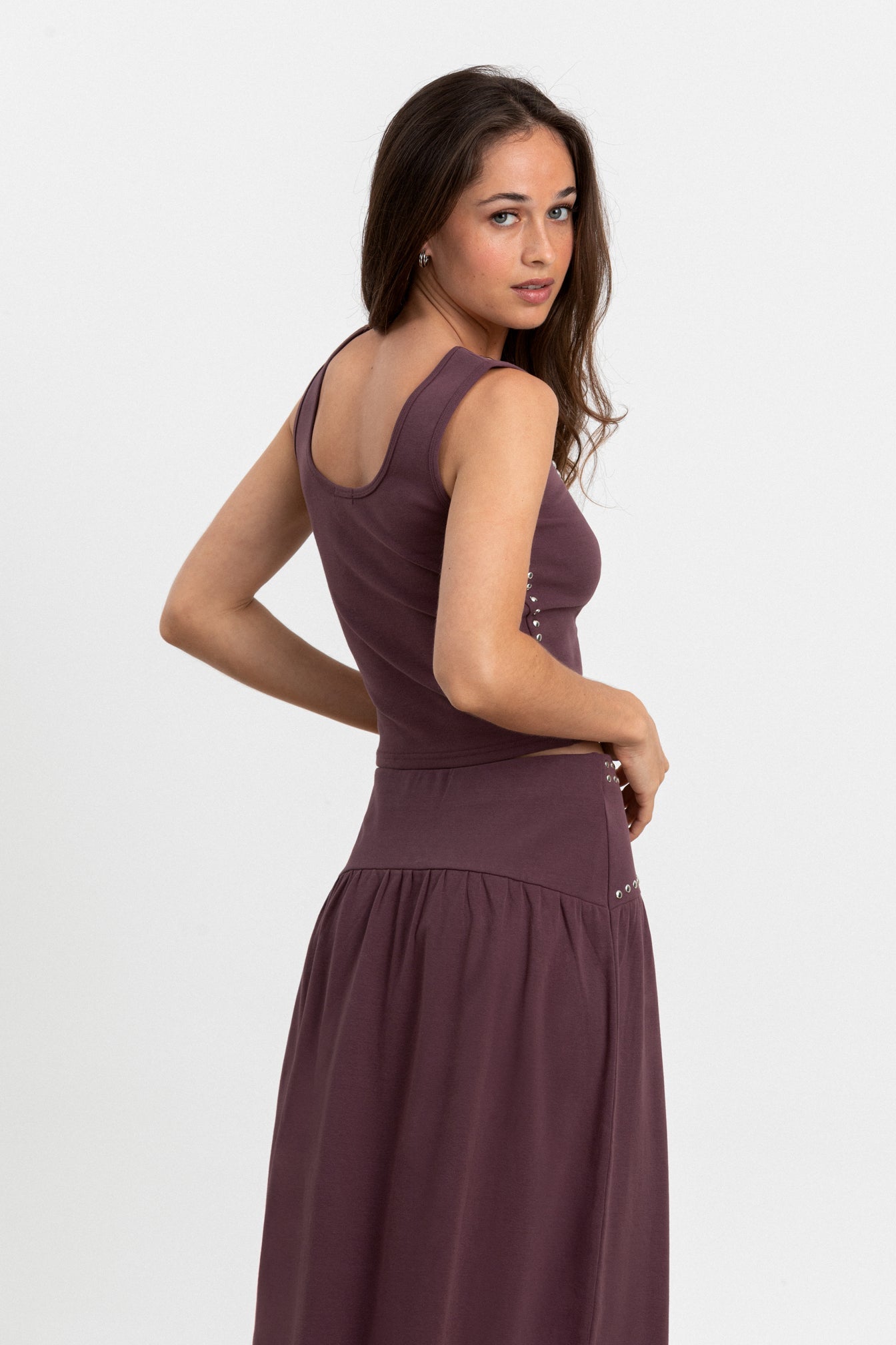 FALDA MIDI ALGODON TACHAS