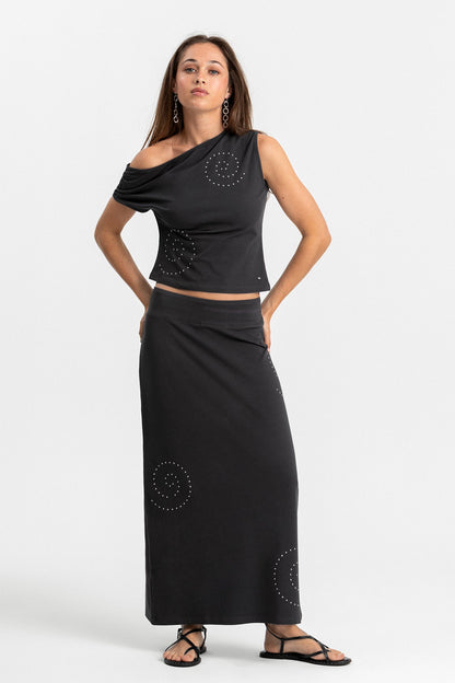 FALDA MIDI TACHAS ESPIRAL