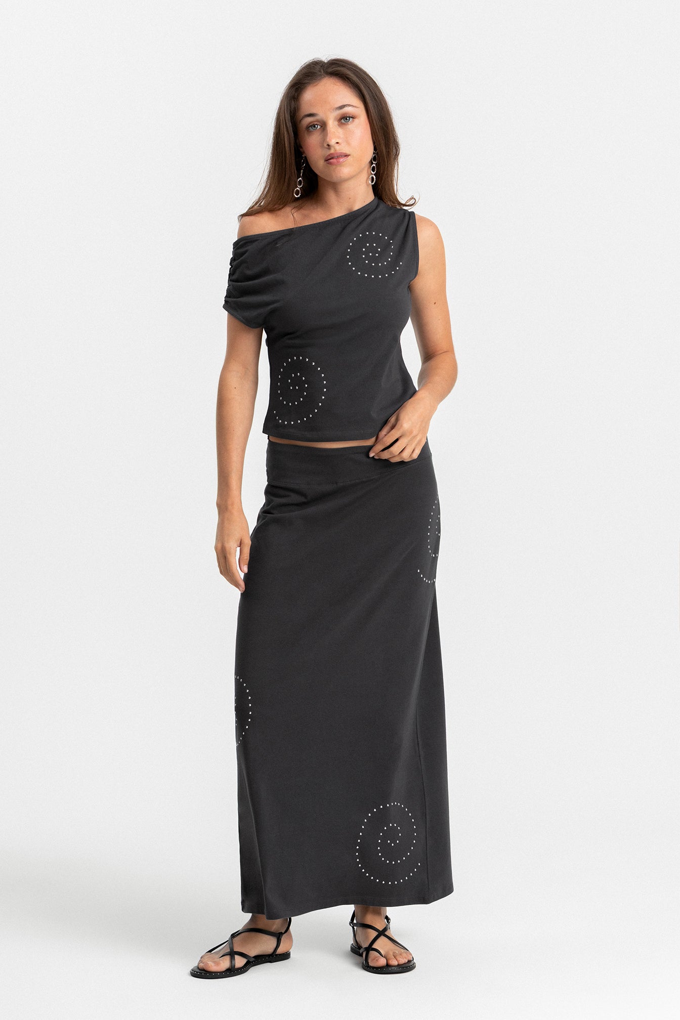 FALDA MIDI TACHAS ESPIRAL