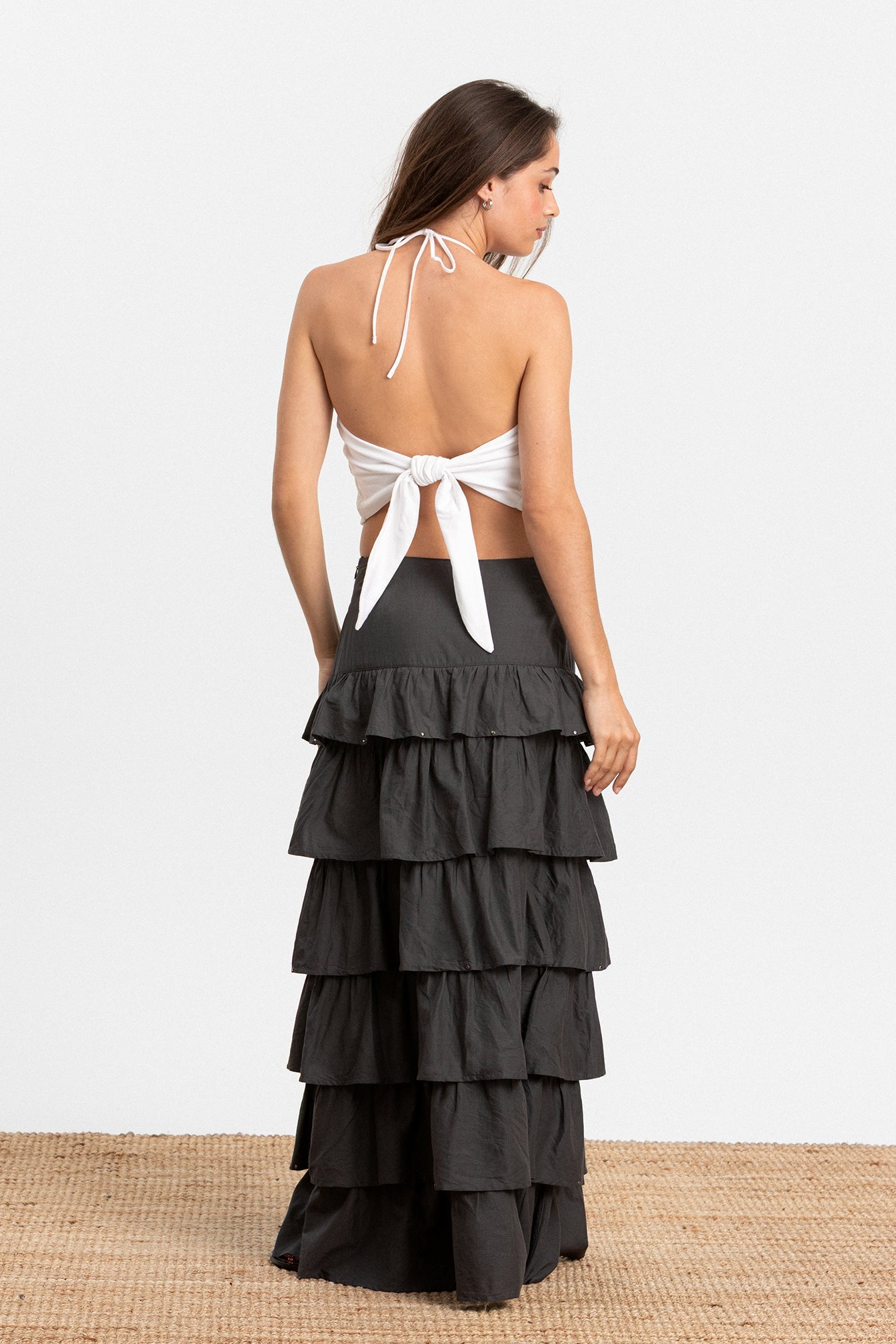 FALDA MIDI VOLANTES TACHAS
