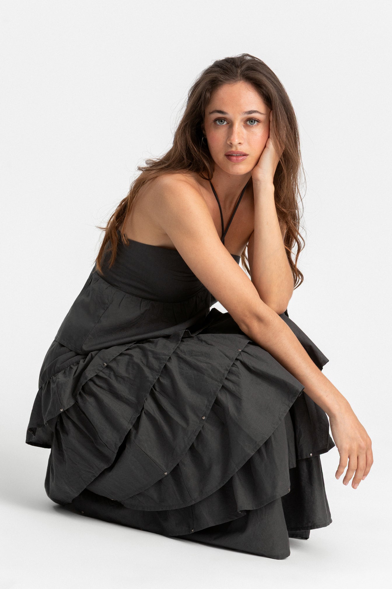FALDA MIDI VOLANTES TACHAS