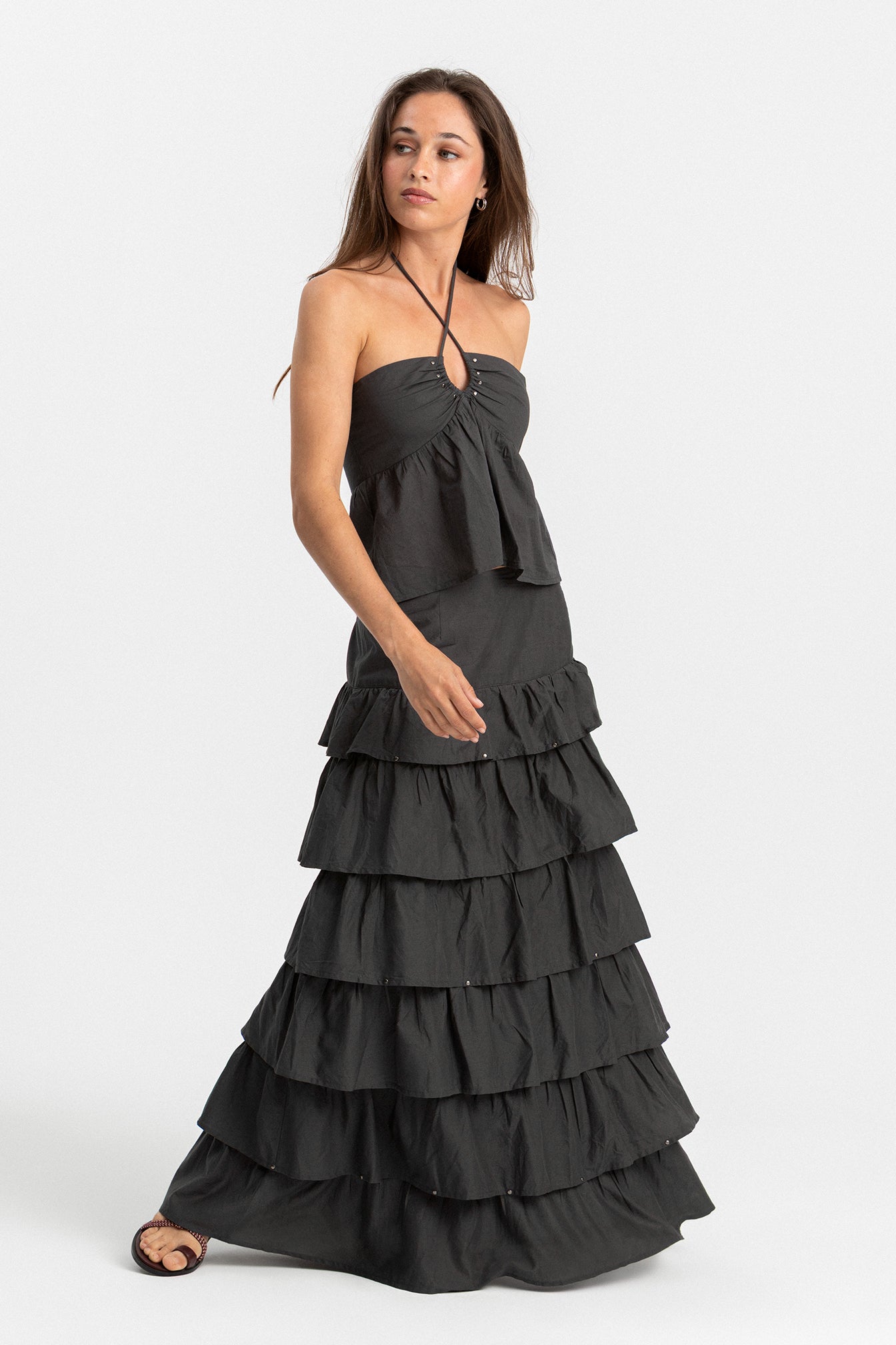 FALDA MIDI VOLANTES TACHAS