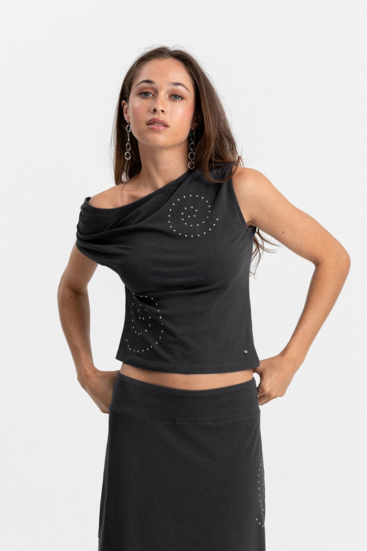 TOP ASIMETRICO TACHAS ESPIRAL