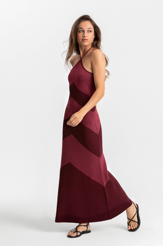 VESTIDO MIDI HALTER LUREX