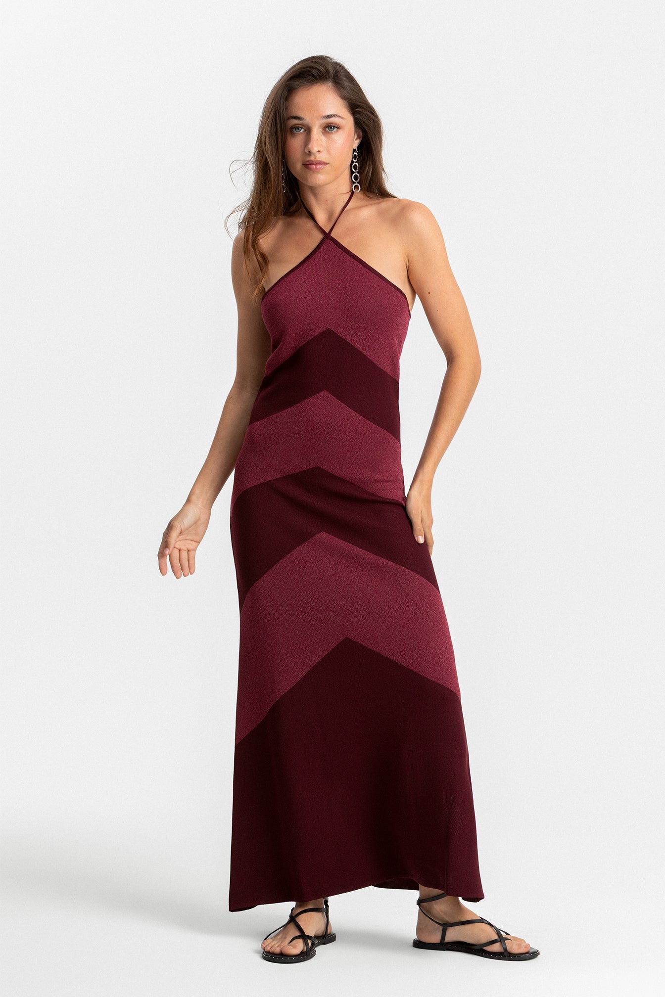 VESTIDO MIDI HALTER LUREX
