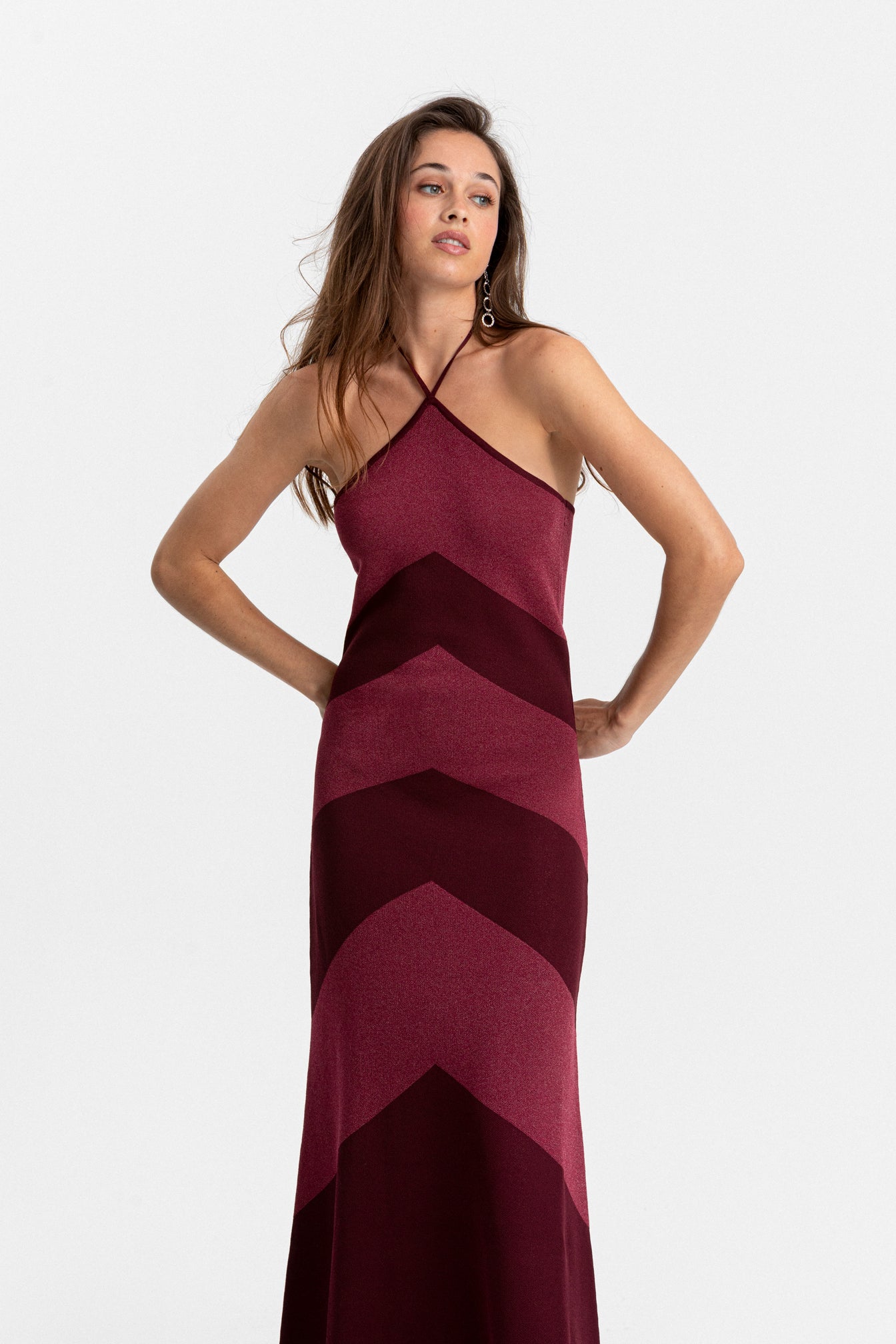 VESTIDO MIDI HALTER LUREX