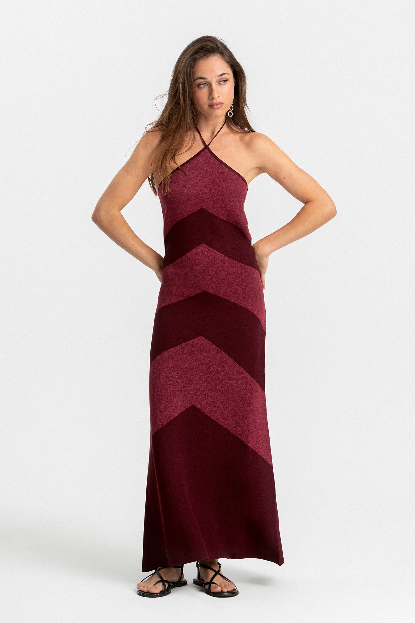 VESTIDO MIDI HALTER LUREX