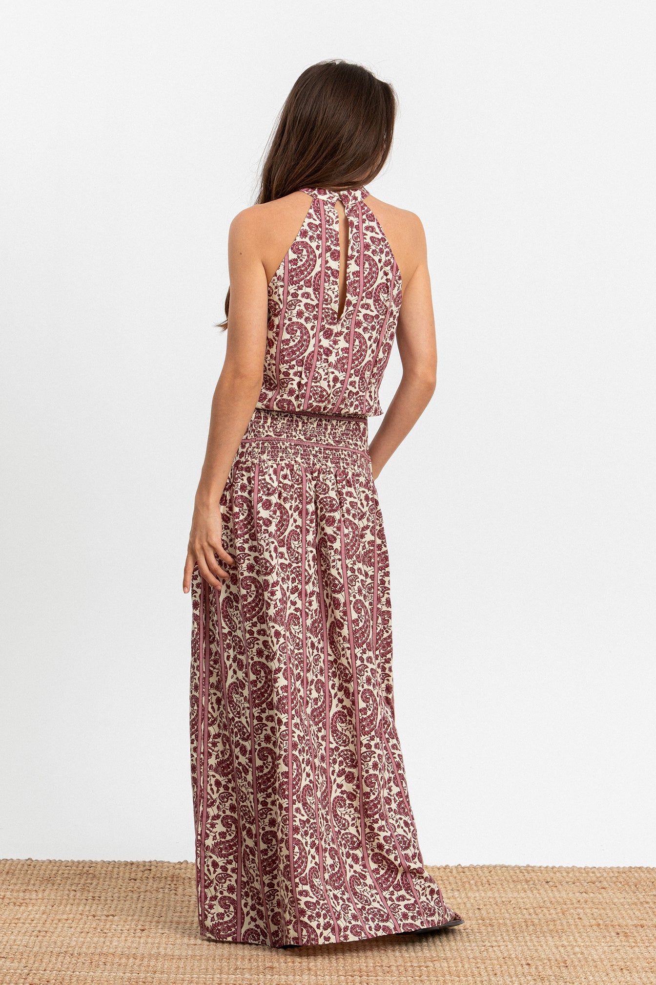 VESTIDO MIDI HALTER RAYAS