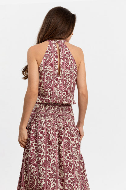 VESTIDO MIDI HALTER RAYAS