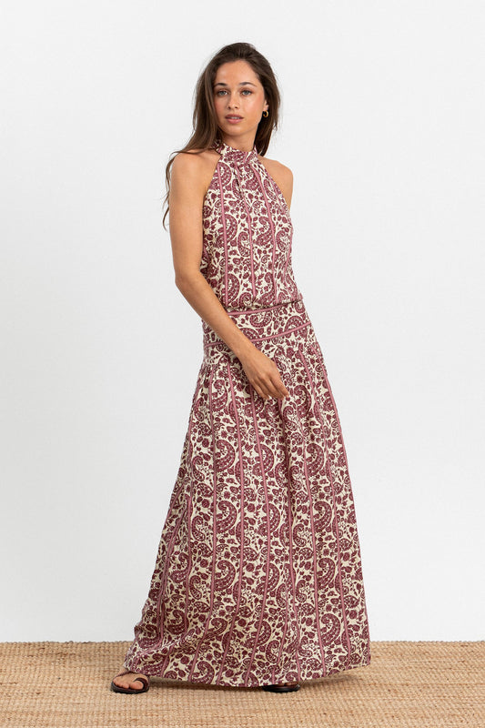 VESTIDO MIDI HALTER RAYAS