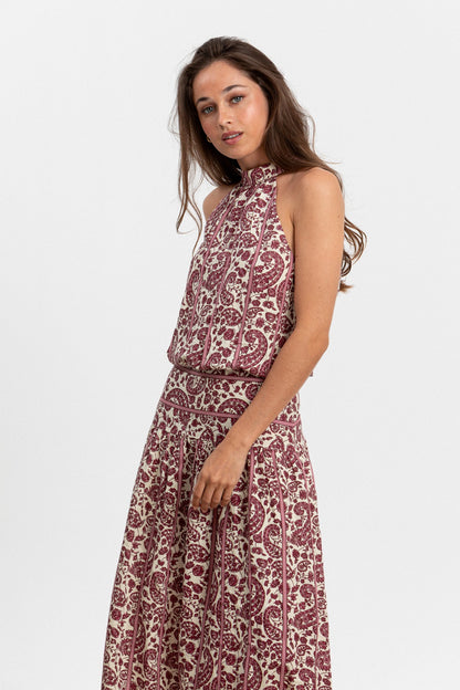 VESTIDO MIDI HALTER RAYAS